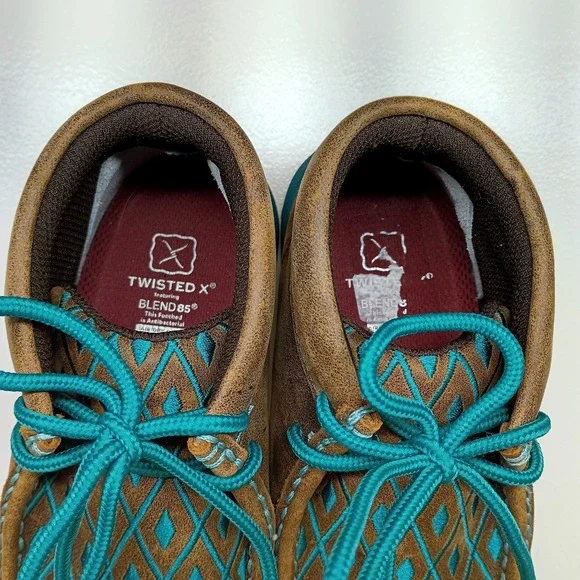 Twisted X Boots Chukka Driving Moccasin Brown Turquoise Diamonds Women's 6.5 M - Picture 11 of 12